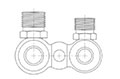 5/8 x 3/4 Inch (in) Compressor Pilot Size, 8 x 10 Male Insert O-Ring (MIO) General Motor (GM) Compressor Dual Pad Block Fitting